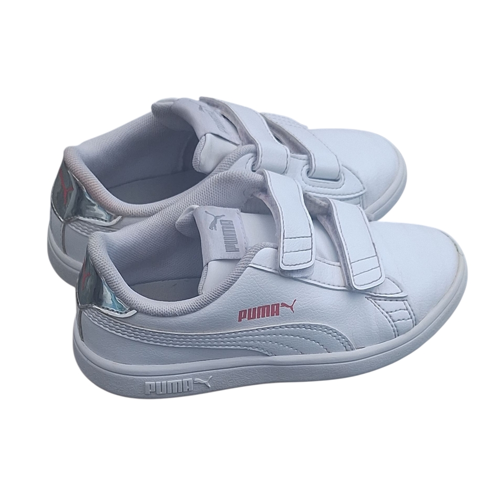Puma Kids White and Silver Sneakers